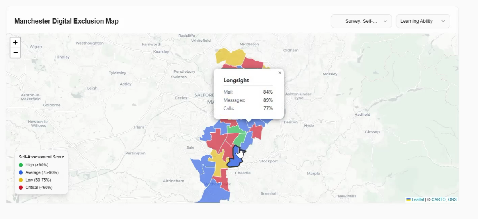 Haqqathon Digital Fluency Suite - Manchester Wards Map