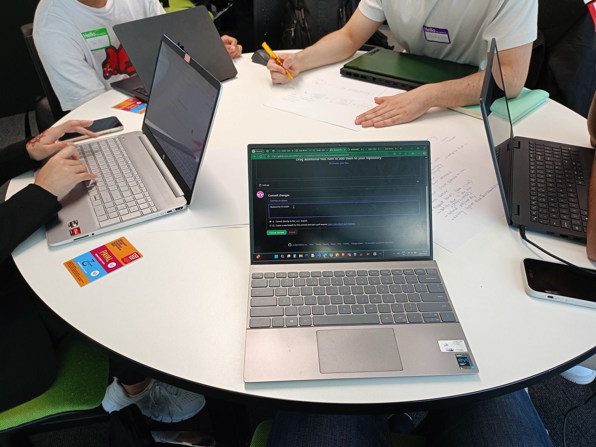 Team working during the hackathon